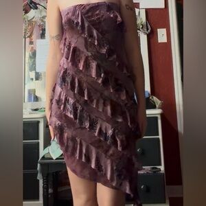 Elegant Purple Strapless Dress